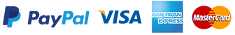Paypal, VISA, American Express, MasterCard